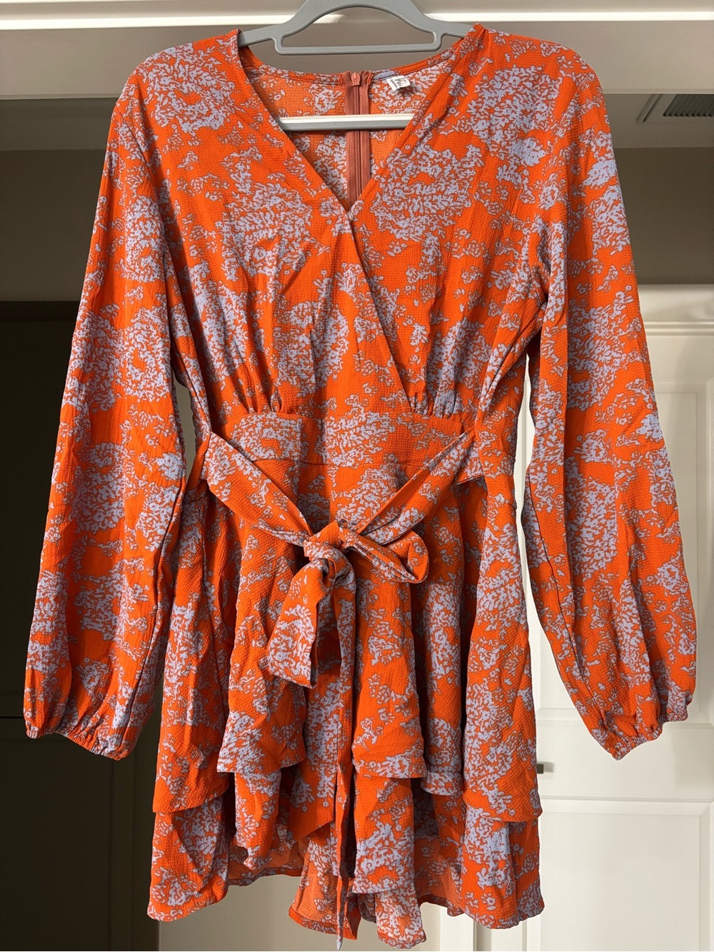 Relipop Womens Floral Print Romper V Neck Long Sleeve